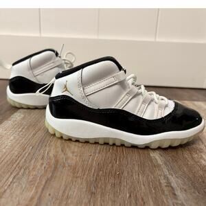 Nike Air Jordan 11 Retro DMP Gratitude Toddler white, black, gold in size 10C